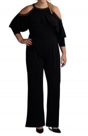 ECI Cold Shoulder Ruffle Stud Jumpsuit  Plus Size at Nordstrom