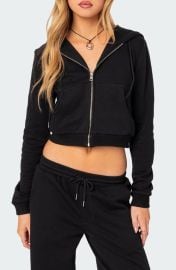 EDIKTED Annalise Zip-Up Cotton Hoodie at Nordstrom