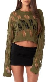 EDIKTED Clover Slashed Crop Sweater at Nordstrom