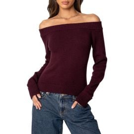 EDIKTED Elona Off the Shoulder Long Sleeve Knit Top at Nordstrom