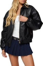 EDIKTED Halley Faux Leather Bomber Jacket at Nordstrom