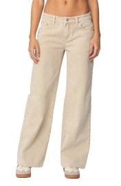 EDIKTED Leopard Star Low Rise Wide Leg Jeans at Nordstrom