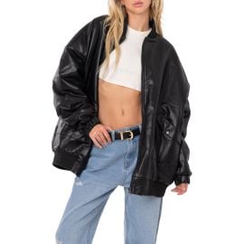 EDIKTED Oversize Faux Leather Bomber Jacket at Nordstrom