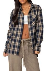 EDIKTED Plaid Flannel Button-Up Shirt at Nordstrom