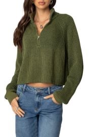 EDIKTED Rib Stitch Quarter Zip Sweater at Nordstrom