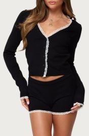 EDIKTED Sansa Lace Edge Cardigan at Nordstrom