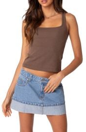EDIKTED Square Neck Cotton Blend Tank Top at Nordstrom