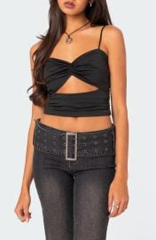 EDIKTED Twist Front Cutout Crop Top at Nordstrom