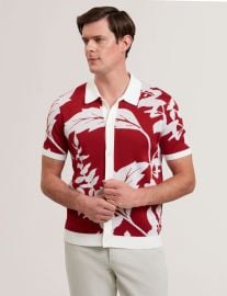 EDSON - Short Sleeve Button Through Floral Polo at Ted Baker