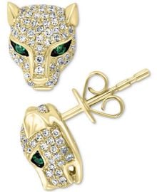 EFFY Collection EFFYreg Diamond 12 ct tw Emerald Accent Panther Stud Earrings in 14k Gold Reviews - Earrings - Jewelry Watches - Macys at Macys