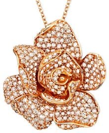 EFFY Collection Paveacute Rose by EFFYreg Diamond Flower Pendant Necklace in 14k Rose Gold 1 13 ct tw  Reviews - Necklaces  - Jewelry  Watches - Macys at Macys