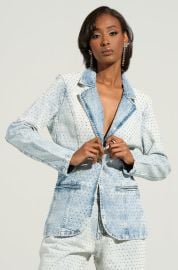 ELECTRIC EMBELLISHED DENIM BLAZER AKIRA at Akira