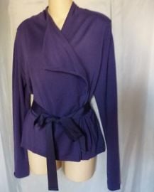 ELIE TAHARI PURPLE WOOL RIBBON BELT CARDIGAN SWEATER L eBay at eBay