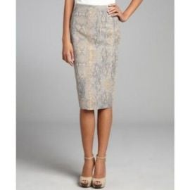 ELIE TAHARI Pencil Skirt GABBY Pale Grey JACQUARD Cobra BACK SLIT amp Zip 2 548 eBay at eBay