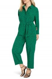 ELOQUII Dot Long Sleeve Jumpsuit  Plus Size    Nordstrom at Nordstrom