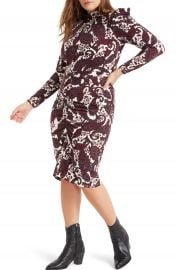 ELOQUII Paisley Long Sleeve Stretch Jersey Dress   Nordstrom at Nordstrom