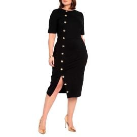 ELOQUII Plus Size Button Front Workwear Dress - Macys at Macys