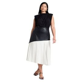 ELOQUII Plus Size Mixed Media Pleated Skirt - Macys at Macys