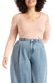 ELOQUII Shirred Sleeve Knit Top  Plus Size    Nordstrom at Nordstrom