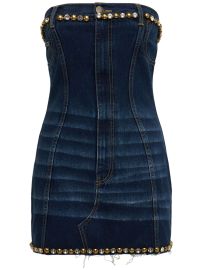 EMBELLISHED DOME MINI DENIM TUBE DRESS at Luisaviaroma