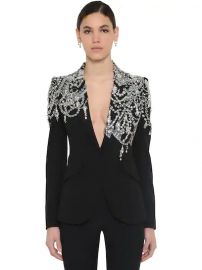 EMBELLISHED LEAF CREPE BLAZER JACKET at Luisaviaroma