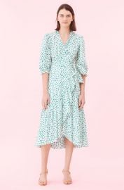 EMERALD DAISY WRAP DRESS at Rebecca Taylor