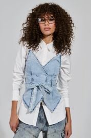 END OF SUMMER FLING DENIM CORSETED BLOUSE AKIRA at Akira