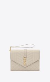 ENVELOPE FLAP pouch in MIX MATELASS GRAIN DE POUDRE EMBOSSED LEATHER Saint Laurent YSLcom at Saint Laurent