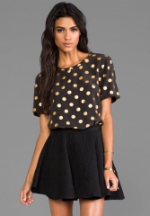 EQUIPMENT Riley Modern Dot Foil Blouse in Black at Revolve