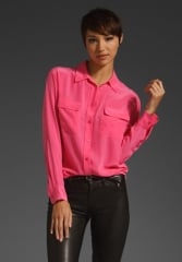 EQUIPMENT Signature Blouse in Hot Pink at Revolve