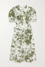 ERDEM Kira floral-print matelass midi dress NET-A-PORTER at Net a Porter