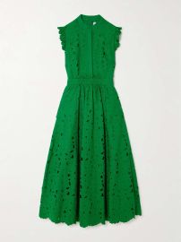 ERDEM Scalloped gathered cotton-blend guipure lace midi dress NET-A-PORTER at Net a Porter