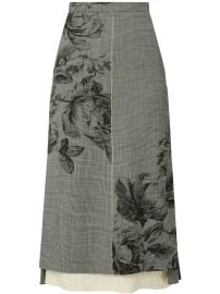 ERDEM floral-print Midi Skirt Grey at Farfetch