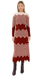 ESCVDO Musa Long Sleeve Maxi Dress Burgundy/Ivory XS at Shopbop