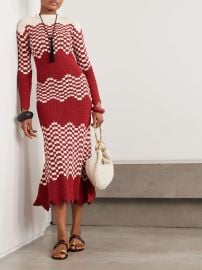 ESCVDO Musa Long Sleeve Maxi Dress in Burgundy Ivory at Net a Porter
