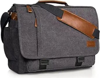 ESTARER Men Messenger Bag 17-17.3 Inch Laptop Bag Water-resistant Canvas Computer Shoulder Bag Briefcase for Work College Travel Grey at Amazon