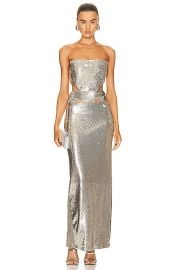 ET OCHS Ava Strapless Cut Out Gown in Silver Nude FWRD at FWRD