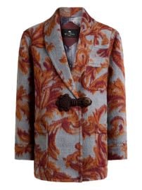 ETRO jacquard-pattern Toggle Coat Blue at Farfetch