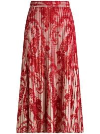 ETRO paisley-print Pleated Midi Skirt Red at Farfetch