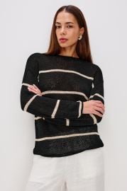 EVANGELINE SWEATER - BLACK LINEN STRIPE at Rails