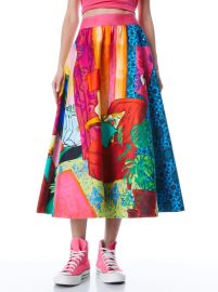 Earla High Waisted Midi Skirt In The Parlour Alice And Olivia at Alice and Olivia