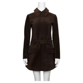 Early 2000s Miuccia Prada-Era Miu Miu Suede Shirtdress in Chocolate Brown For Sale at 1stDibs at 1st Dibs