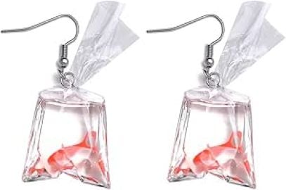 Earrings for Women Dangle Earrings Skin-friendly Anti-deform Resin Earrings Pendant with Goldfish Water Bag for Women at Amazon
