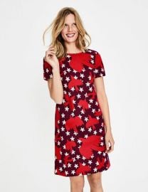 Easy Shift Dress - Mulled Wine Starry Bird   US at Boden