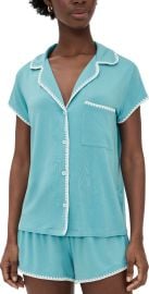 Eberjey Frida Whip Stitch Shorts PJ Set Blue Lagoon/Ivory L at Shopbop