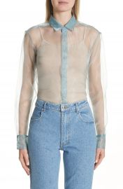 Eckhaus Latta Iridescent Sheer Organza Shirt at Nordstrom