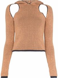 Eckhaus Latta Pixel cut-out Hooded Ribbed Top - at Farfetch