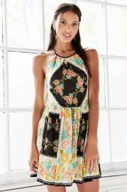 Ecote Bonita High-Neck Print Mini Dress at Urban Outfitters