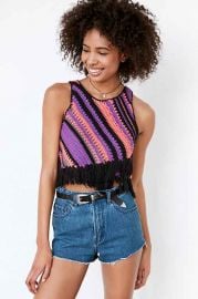 Ecote Diagonal Crochet Fringe Tank at Urban Outfitters