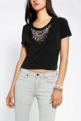 Ecote Embellished Acid Wash Crop Top at Urban Outfitters